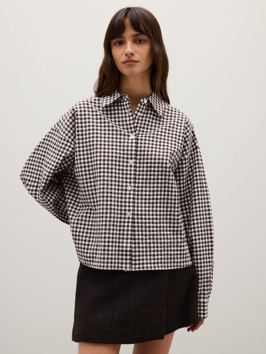 Camicia marrone a quadri _0