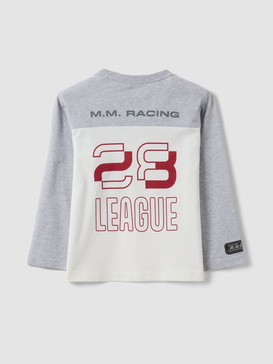 T-shirt grigia in puro cotone con girocollo e stampa Mickey per bambino_1