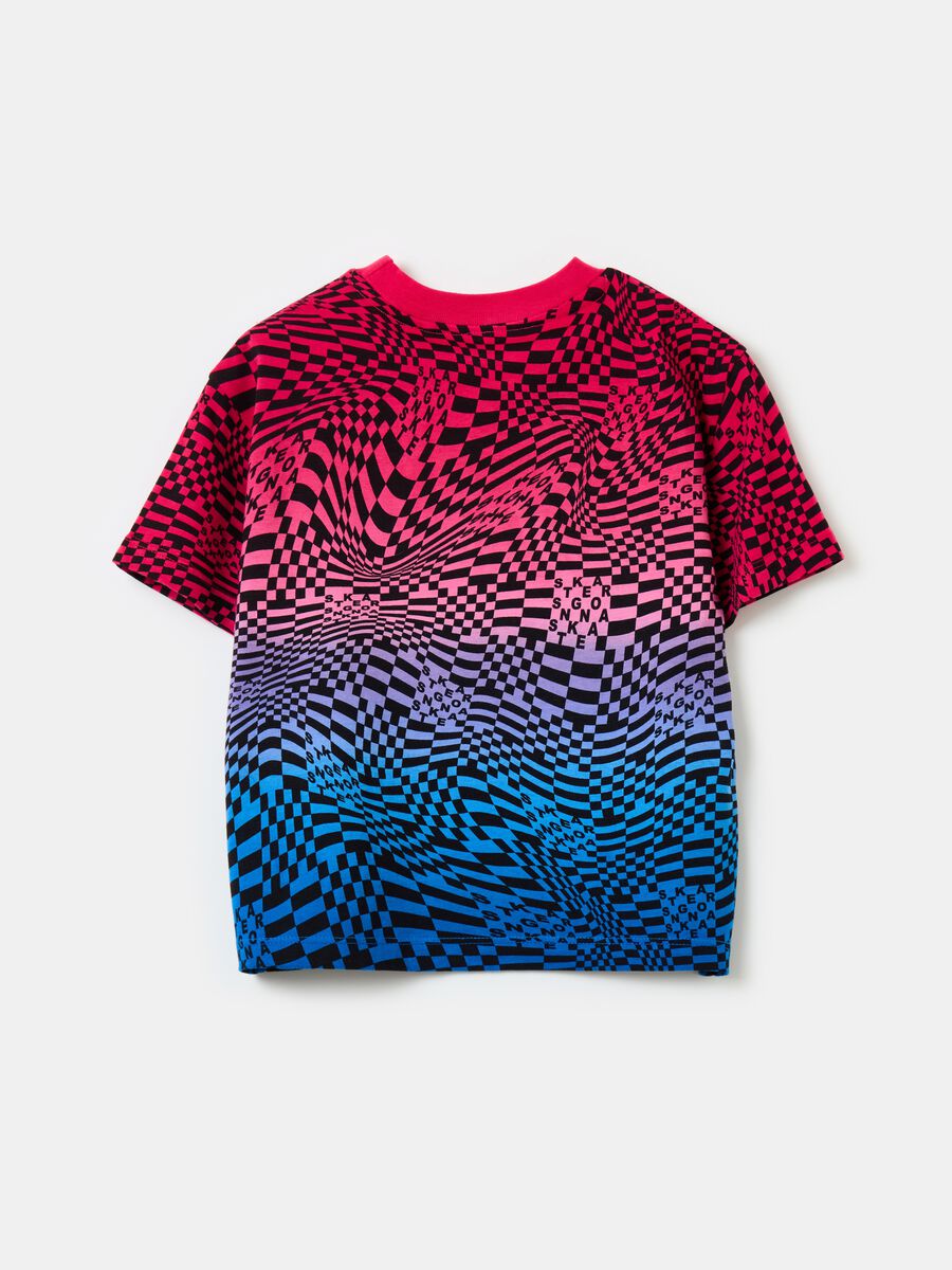 Cotton T-shirt with optical pattern_2