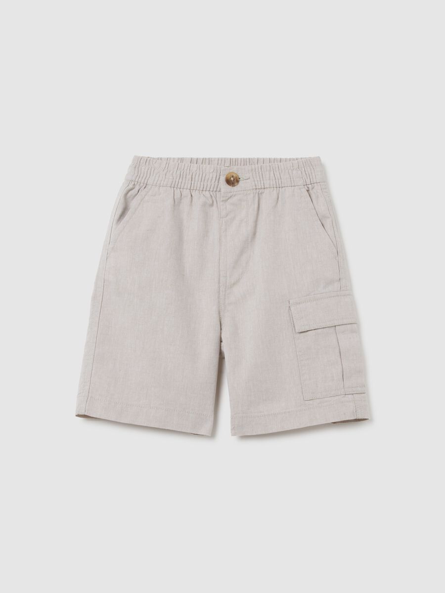 Bermuda da bambino in misto cotone beige regular fit_0