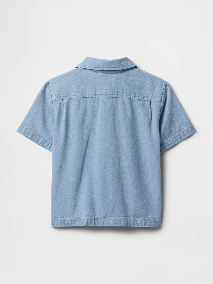 Children's short-sleeve denim shirt_2