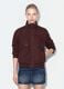 Brown stretch high-neck jacket, regular fit_0