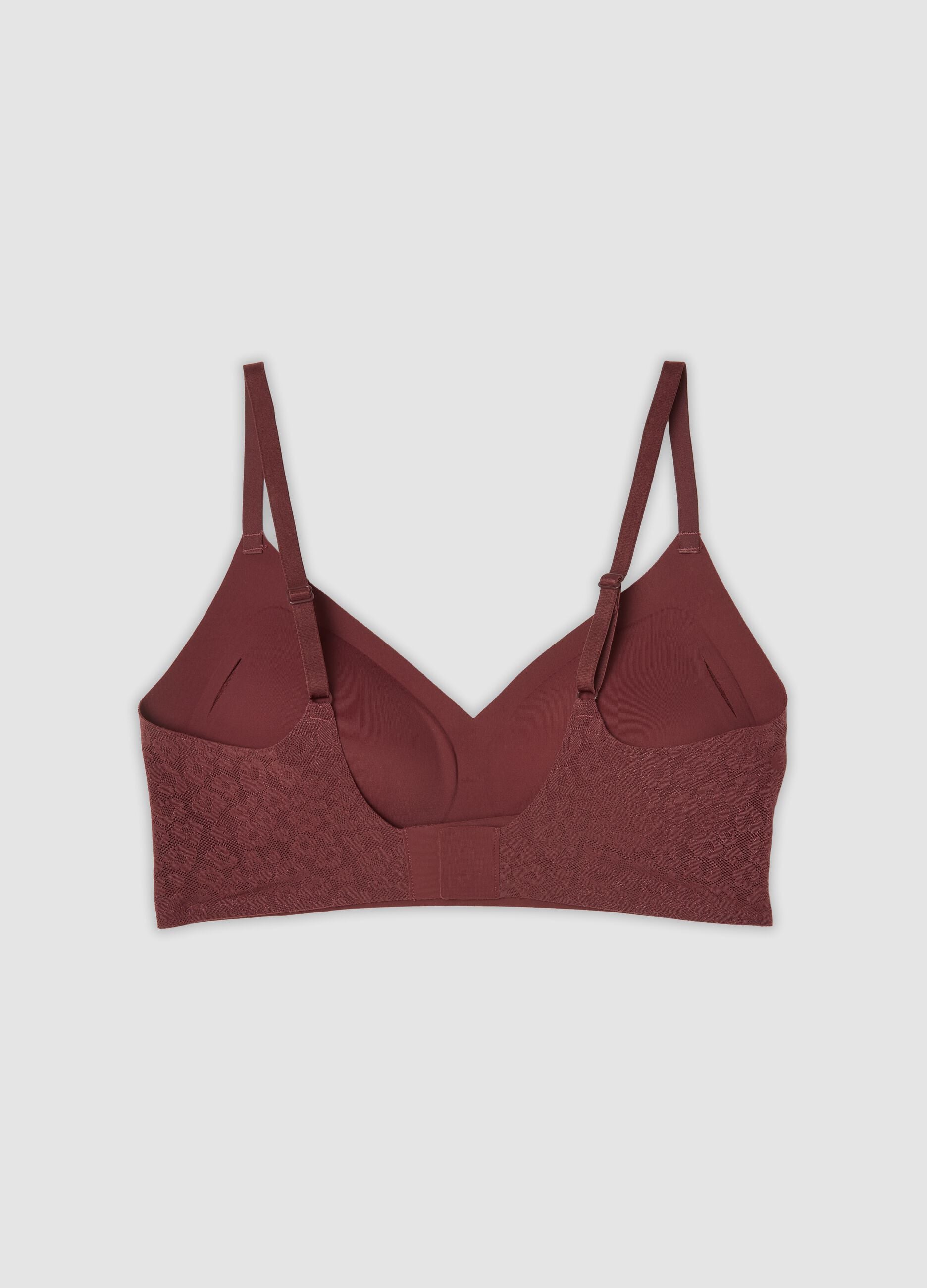 Red lace stretch-fabric bralette bra