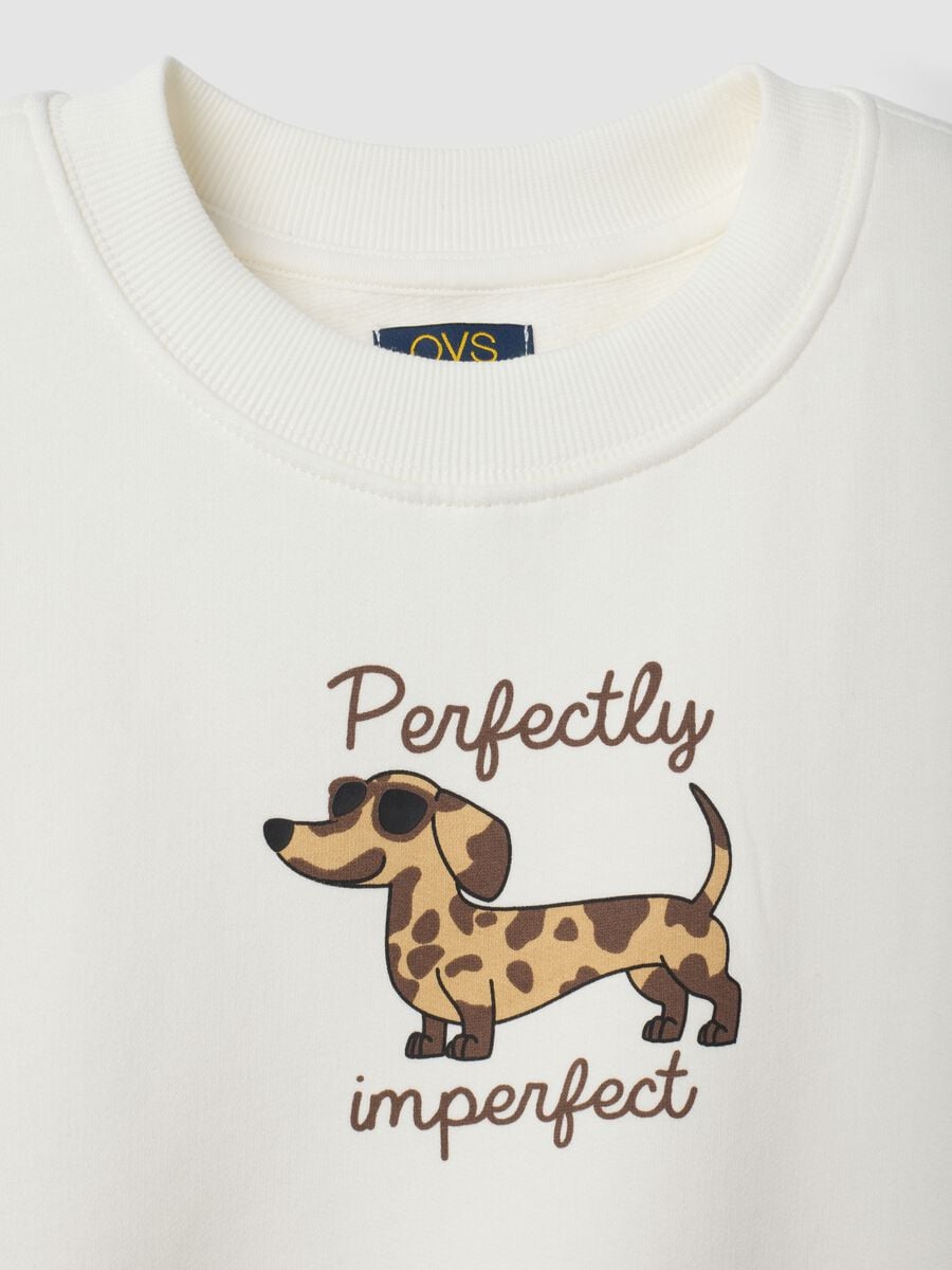 White sweatshirt with ribbed collar in pure organic cotton_2