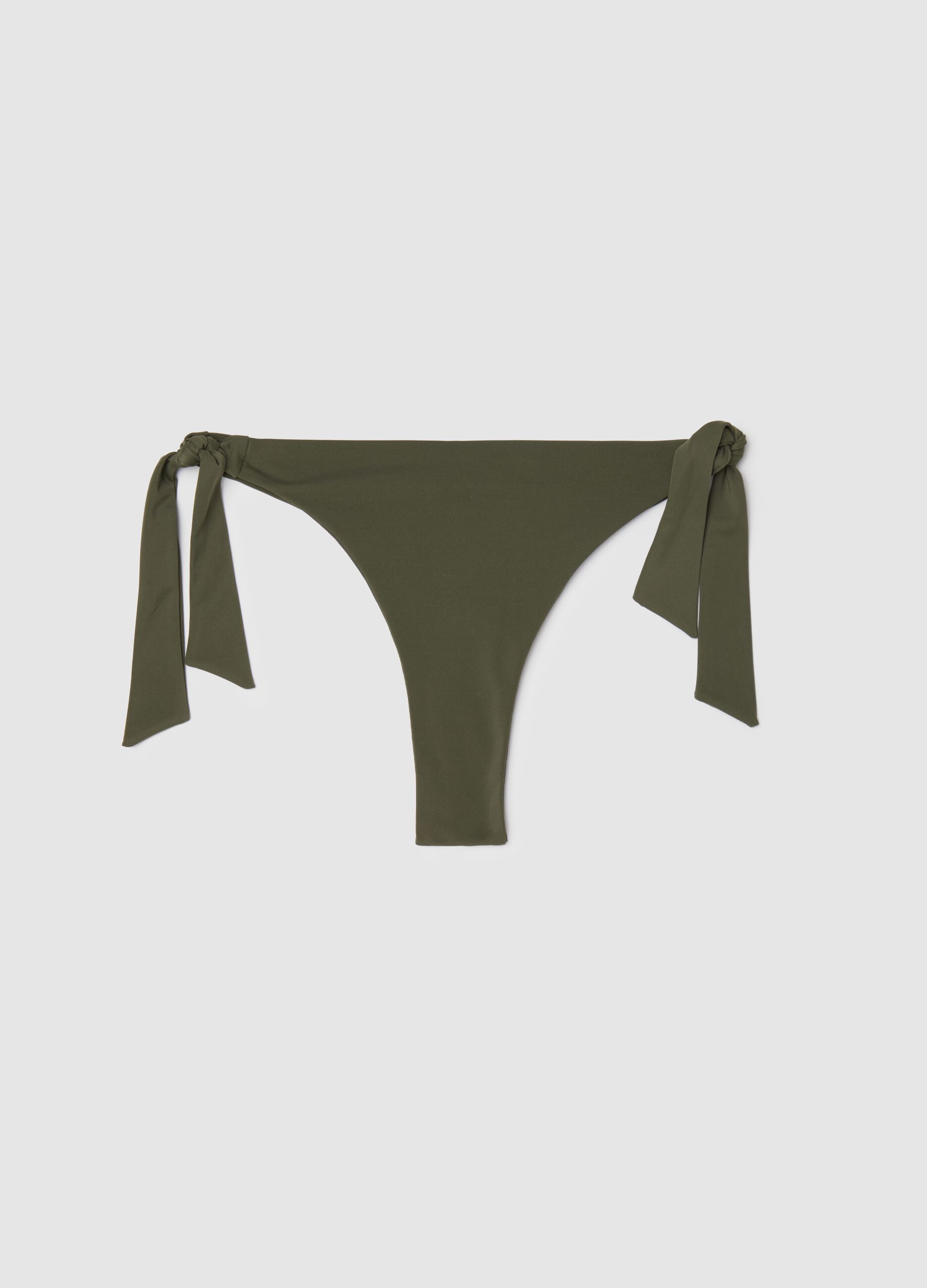 Slip bikini verde con laccetti laterali