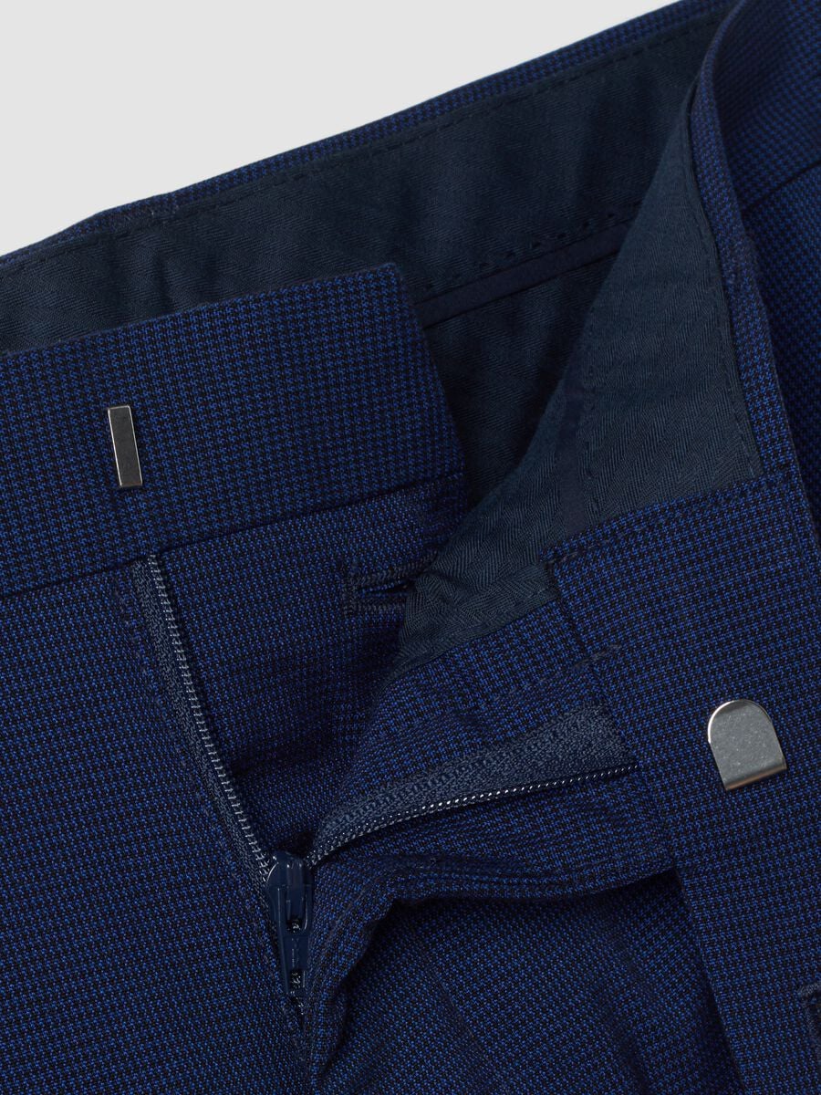 Blue slim-fit stretch formal trousers_1