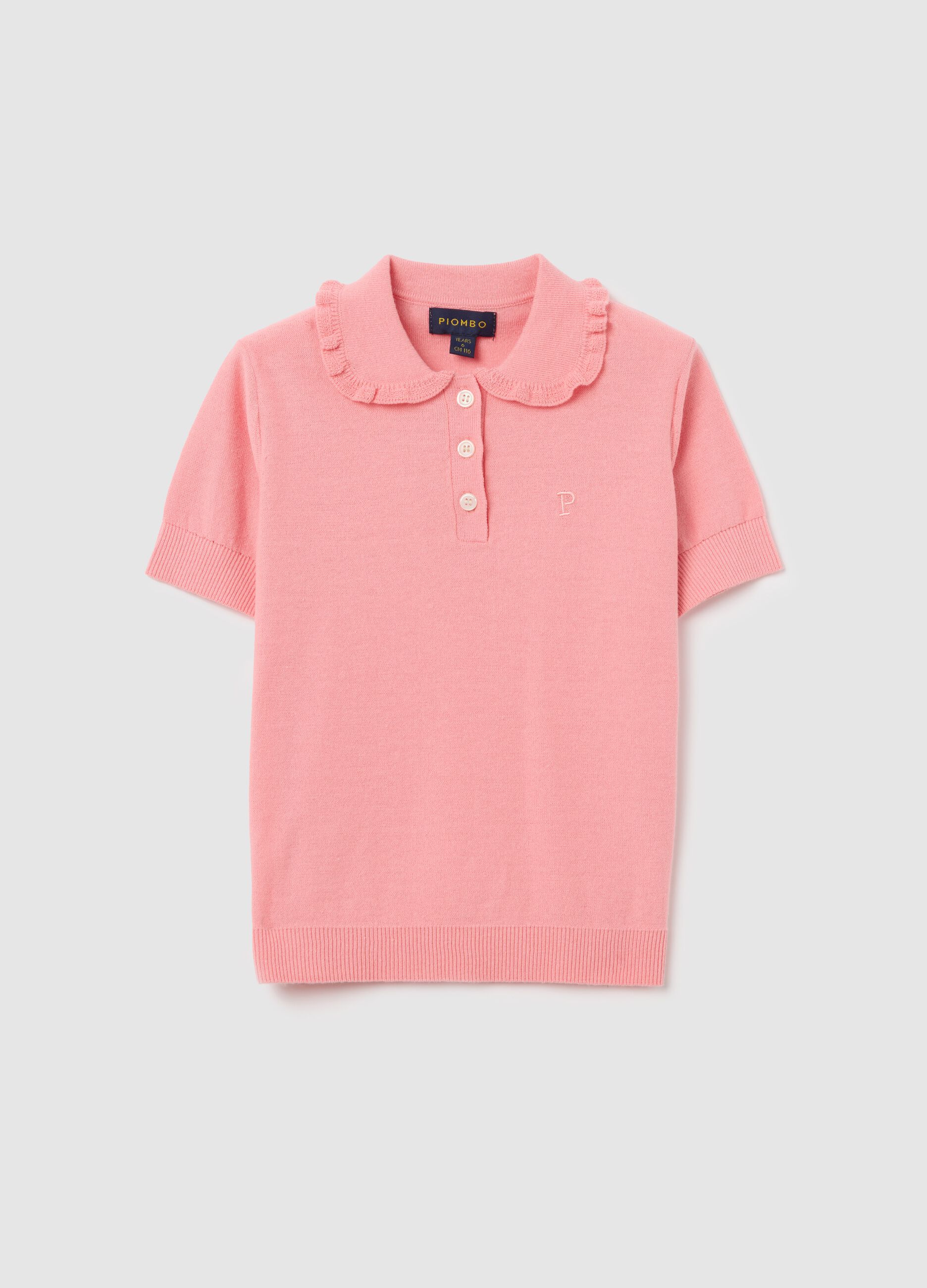 Knit polo shirt with logo embroidery