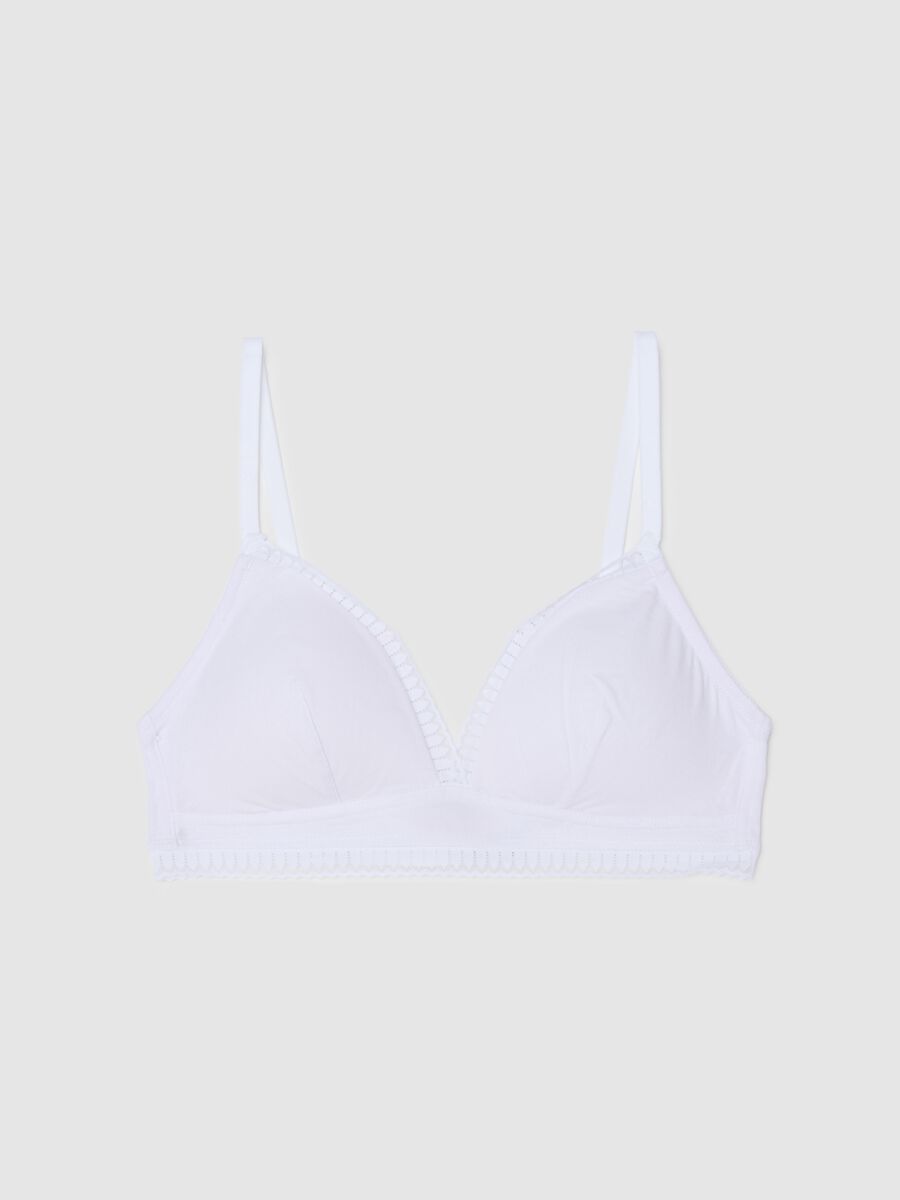 Reggiseno a triangolo in cotone elasticizzato bianco_0