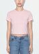 Pink cropped pure cotton T-shirt with graphic print, regular fit_3