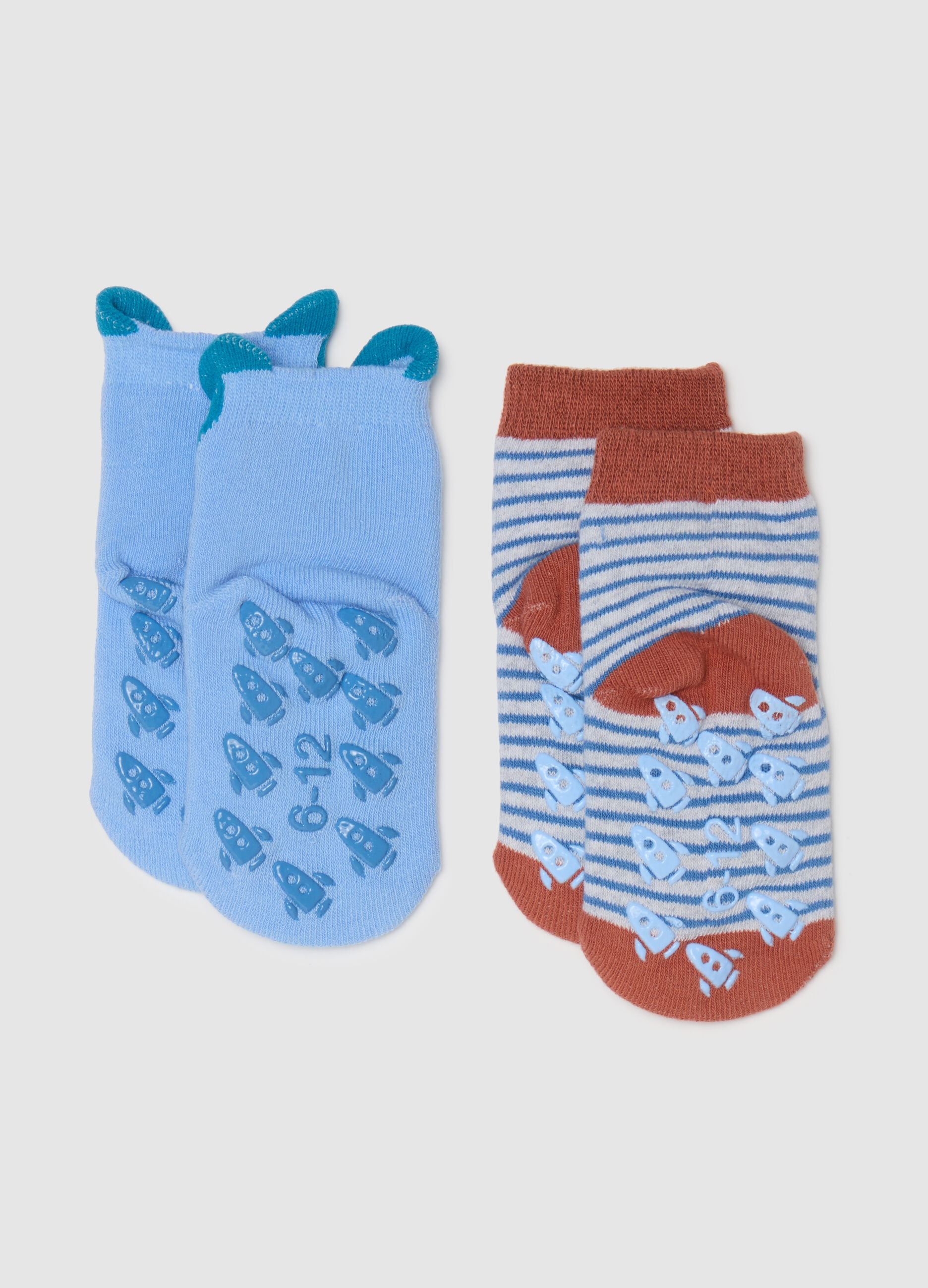 Children's socks in multicolour cotton blend elastic