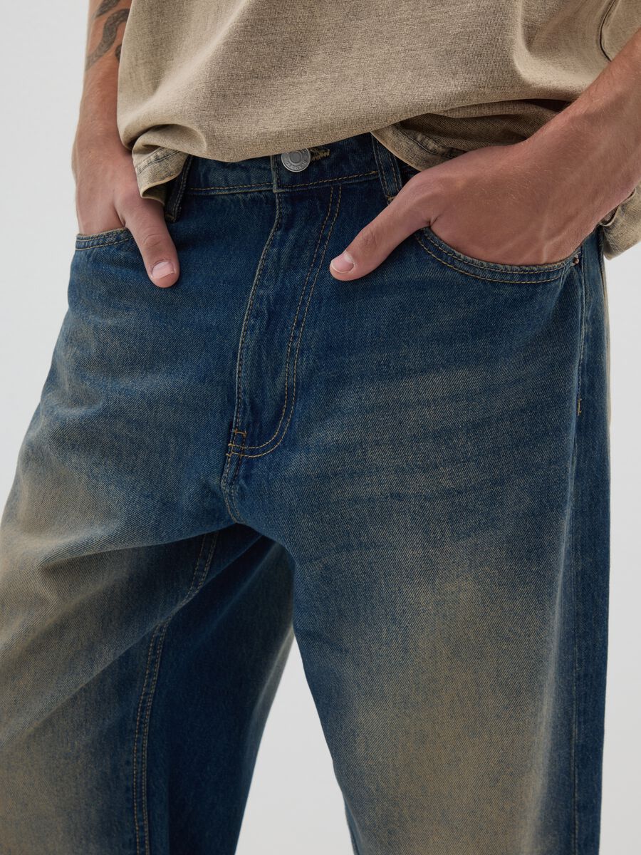 Blue Cotton Baggy Jeans_4