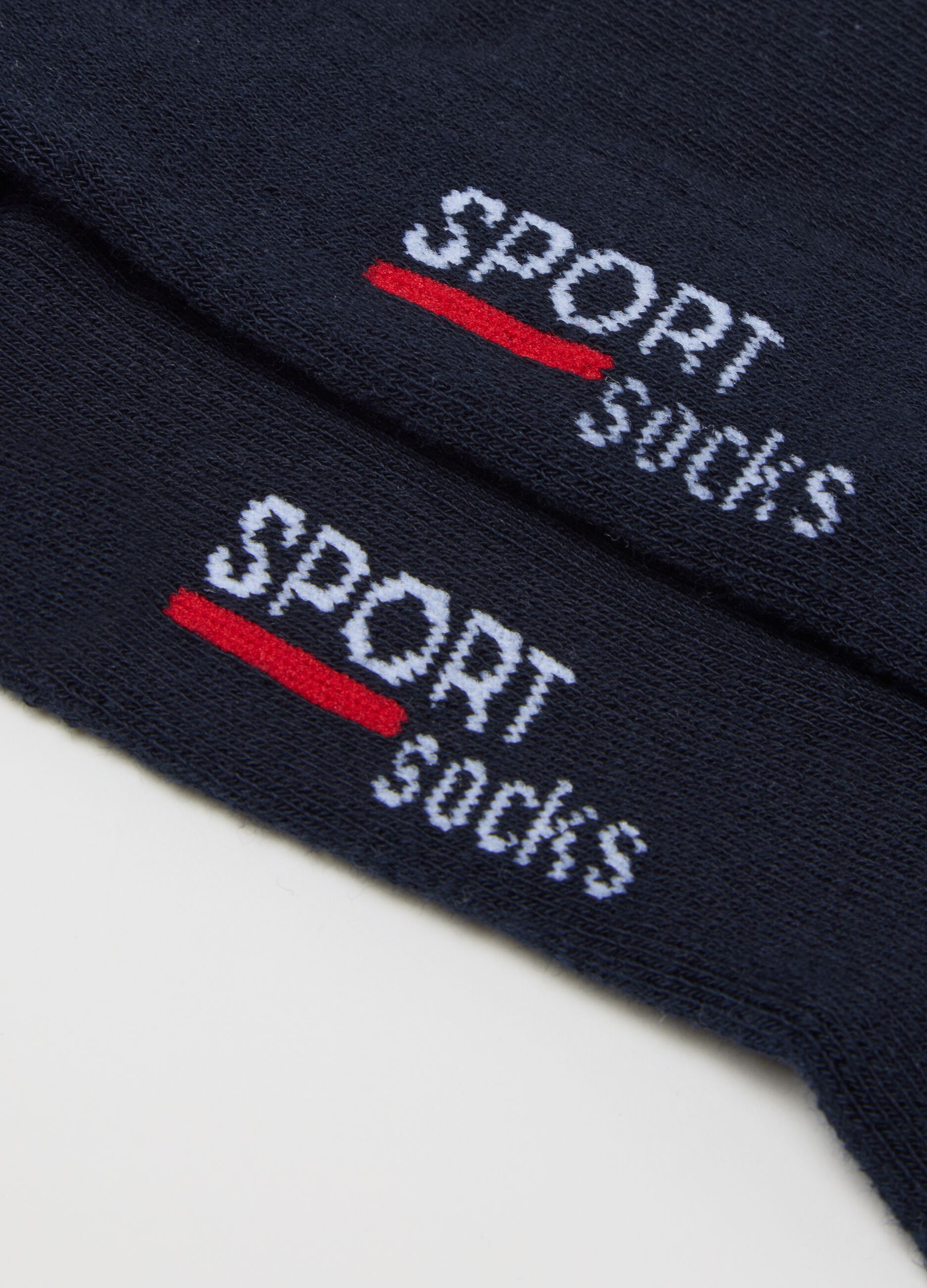 Set of blue cotton blend sports socks