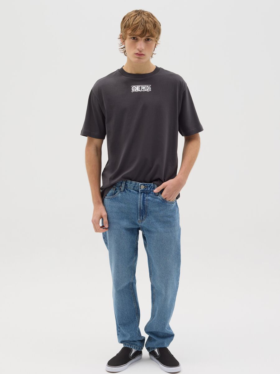 Black T-shirt with Luffy print_1