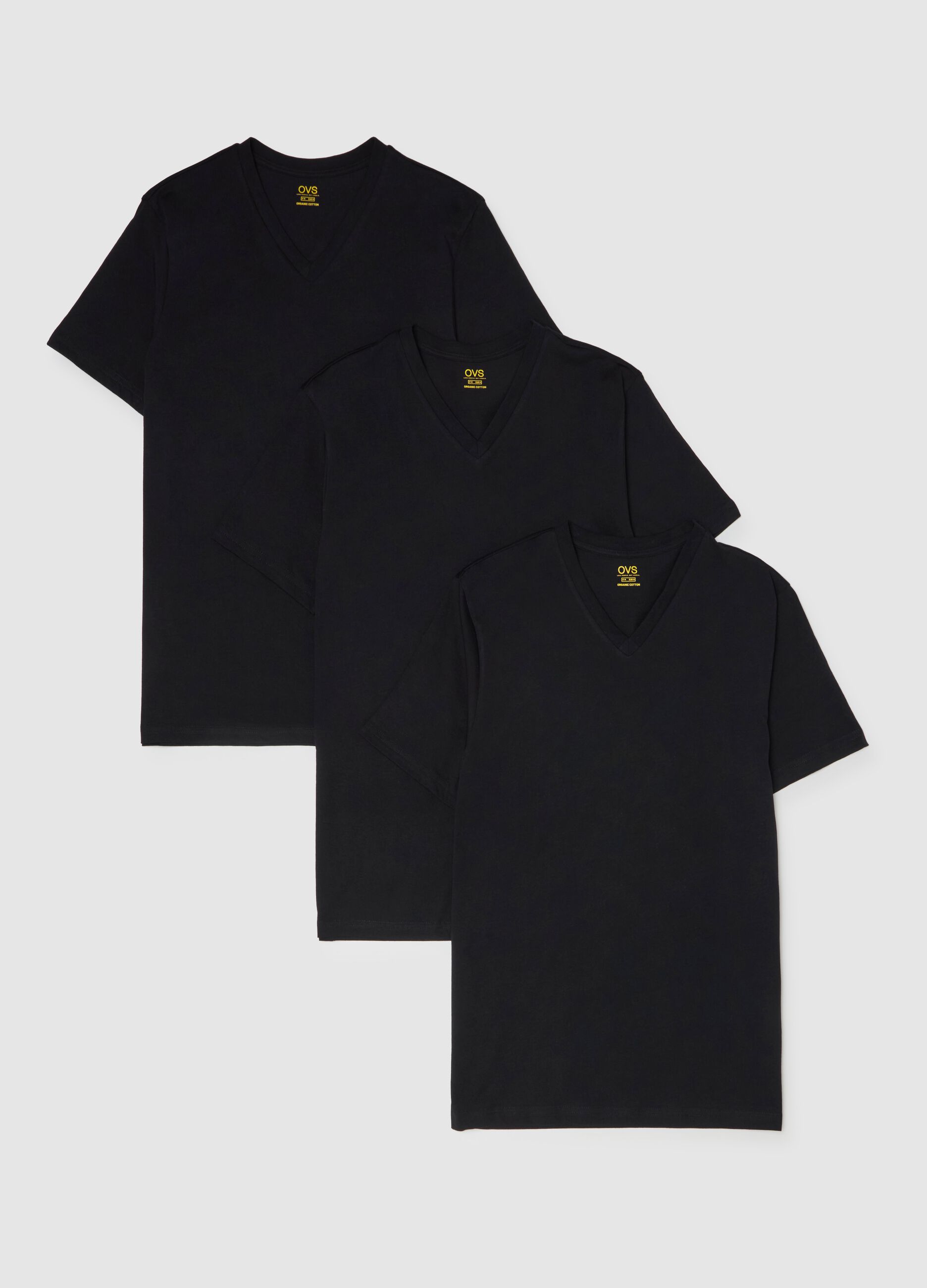 Three-pack organic cotton undershirts with V neck