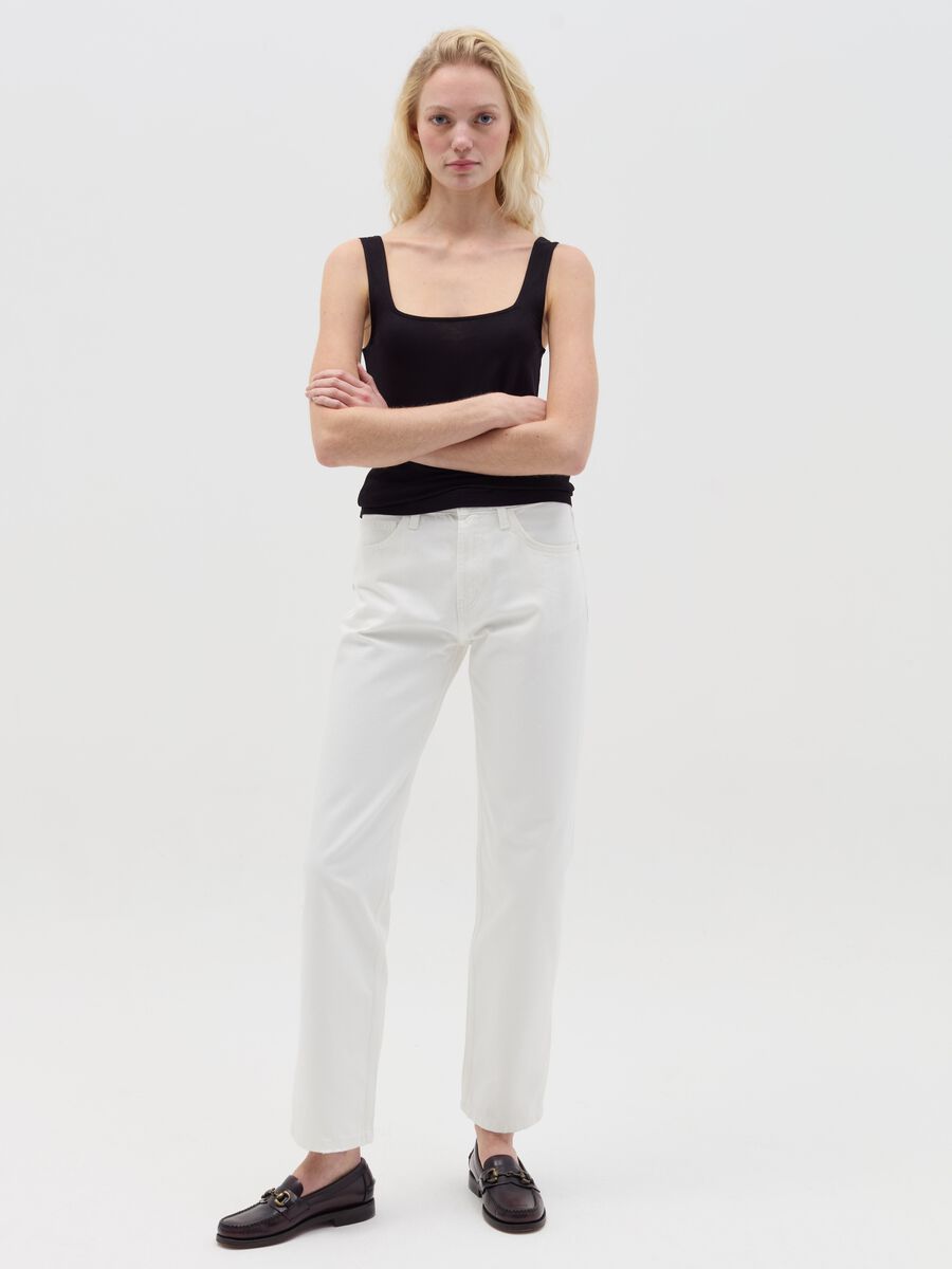 Basic black tank top in stretch viscose_1