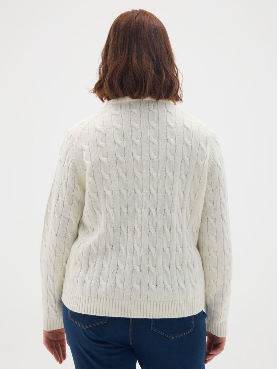 White Pullover in Acrylic and Wool Blend_3