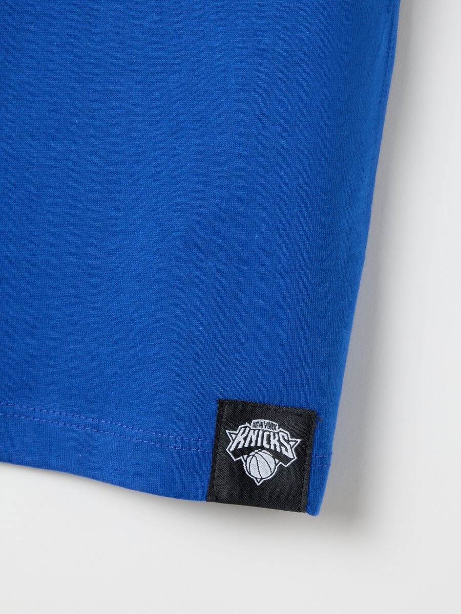 Children's blue pure cotton regular fit T-shirt with New York Knicks logo_2