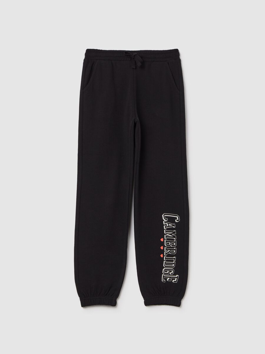 Joggers with drawstring and "Cambridge” print_0