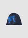 Blue organic stretch cotton jersey hat with print for boys_0