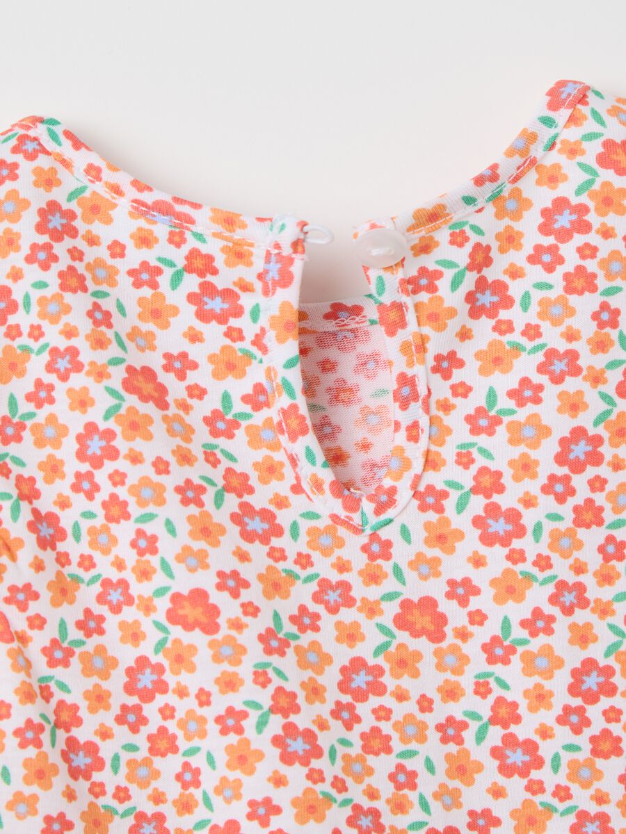 Orange dress with flowers in cotton_3