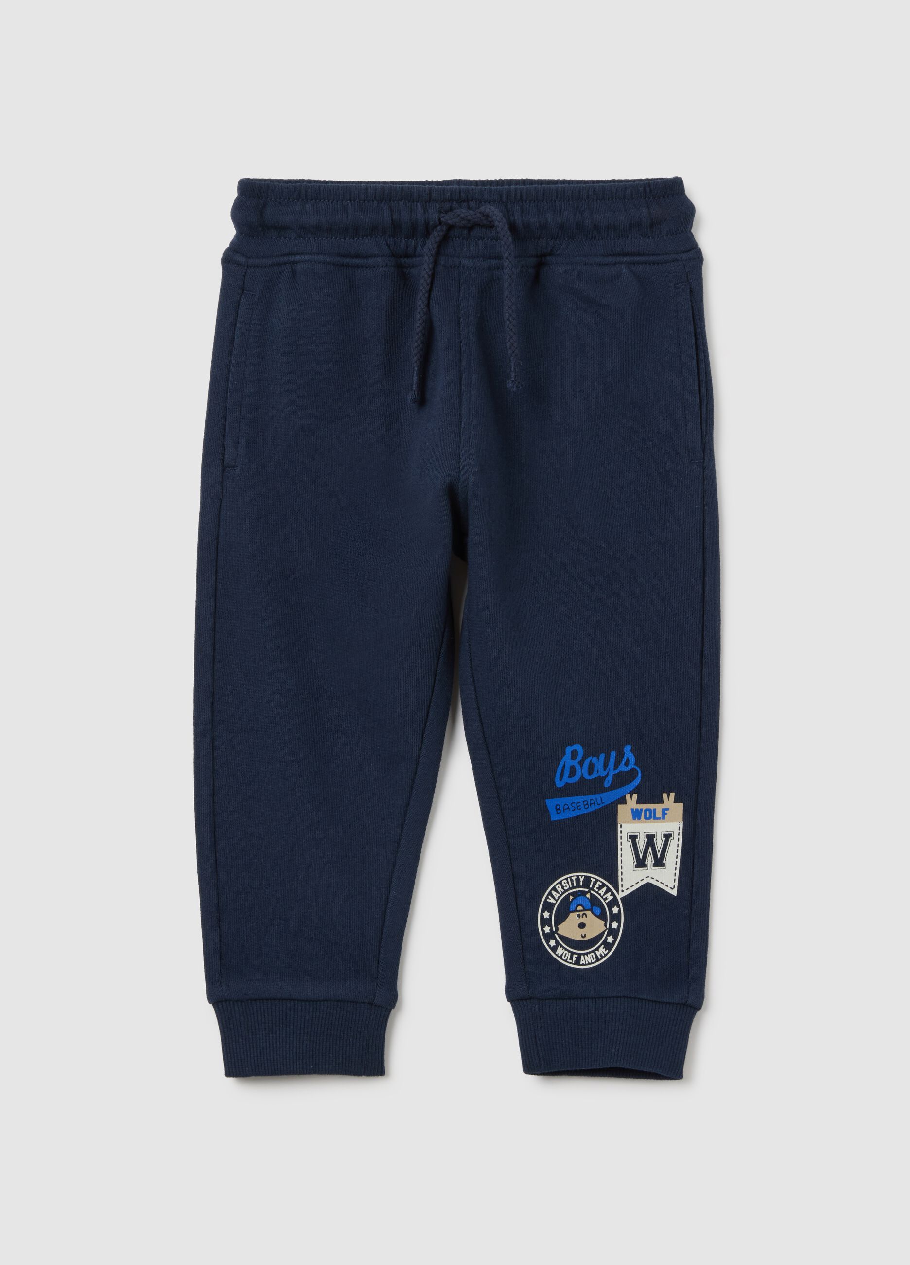 Children's blue pure cotton jogger trousers regular fit