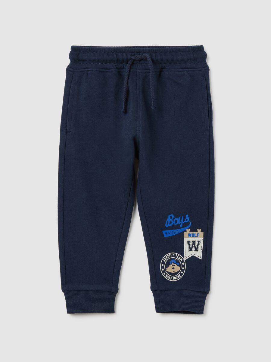 Children's blue pure cotton jogger trousers regular fit_0