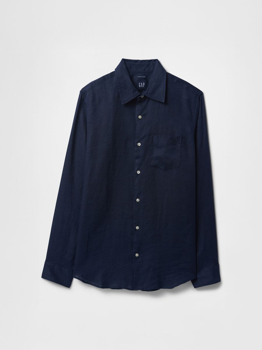 Dark Blue Linen Shirt Gap_3