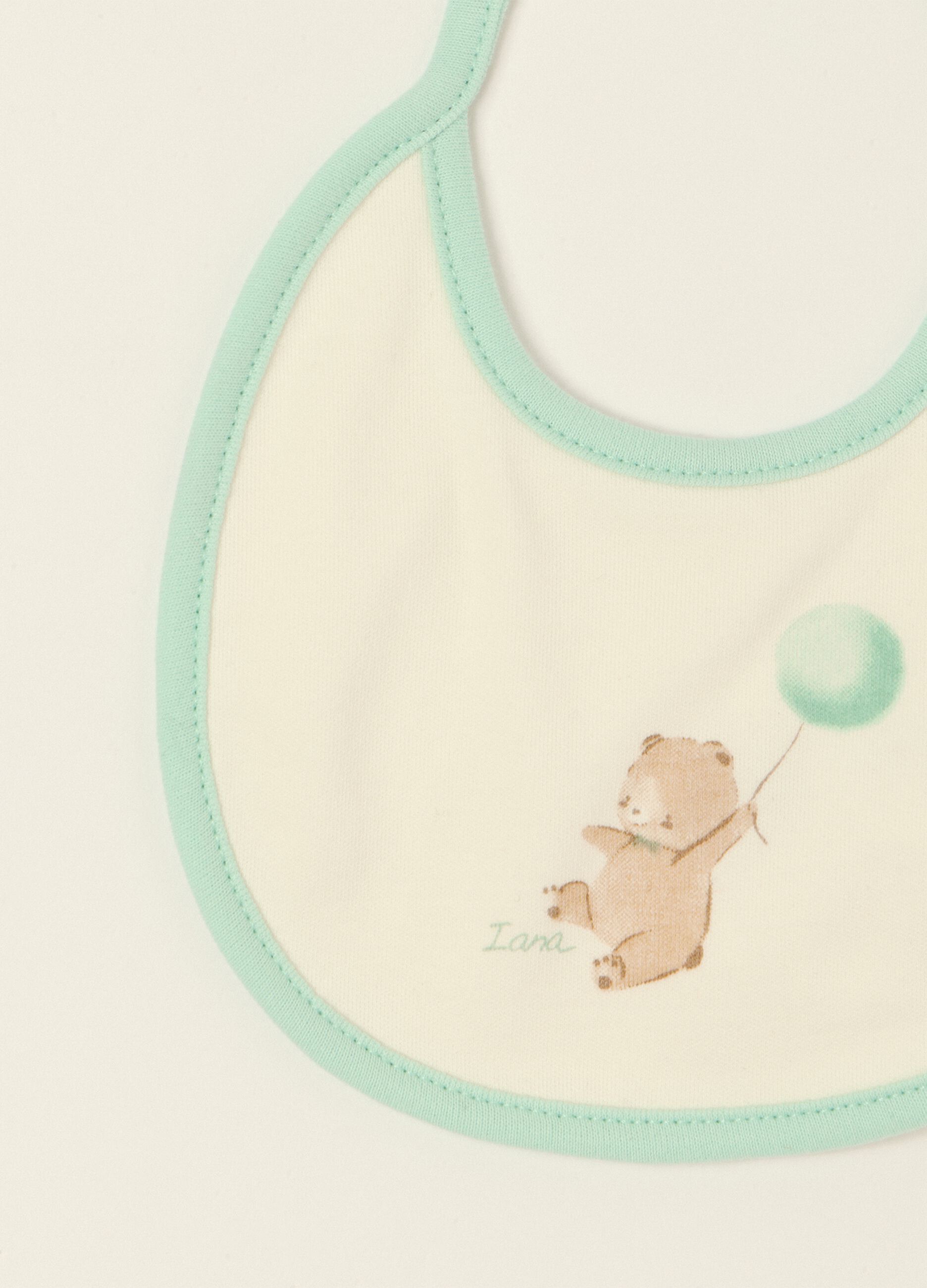 Two-pack of multicolour baby bibs with teddy bears in pure cotton