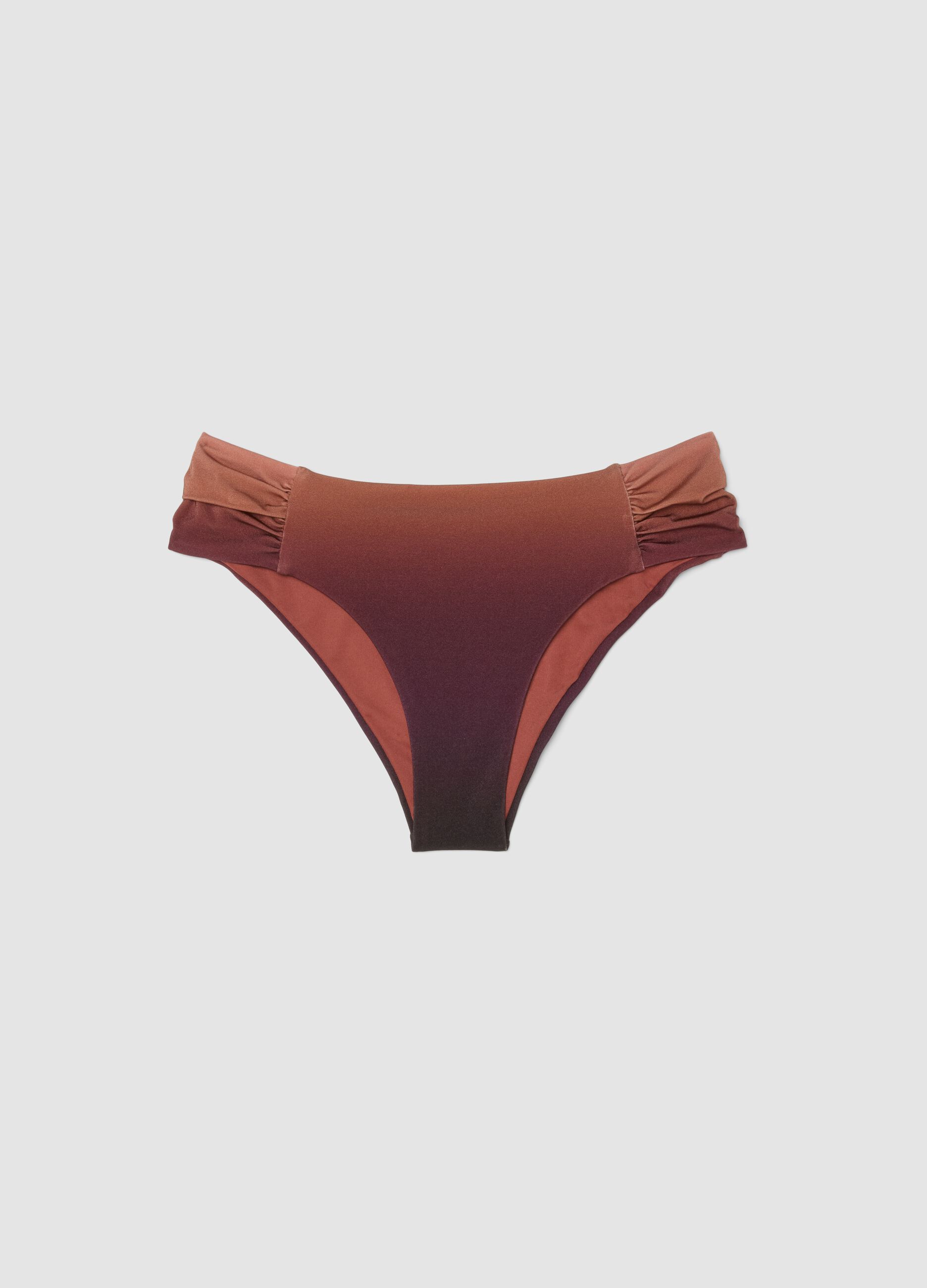 Brown stretch swim briefs with ombr&eacute; effect