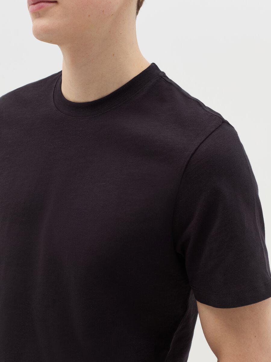 T-shirt in slub cotton with round neck_2
