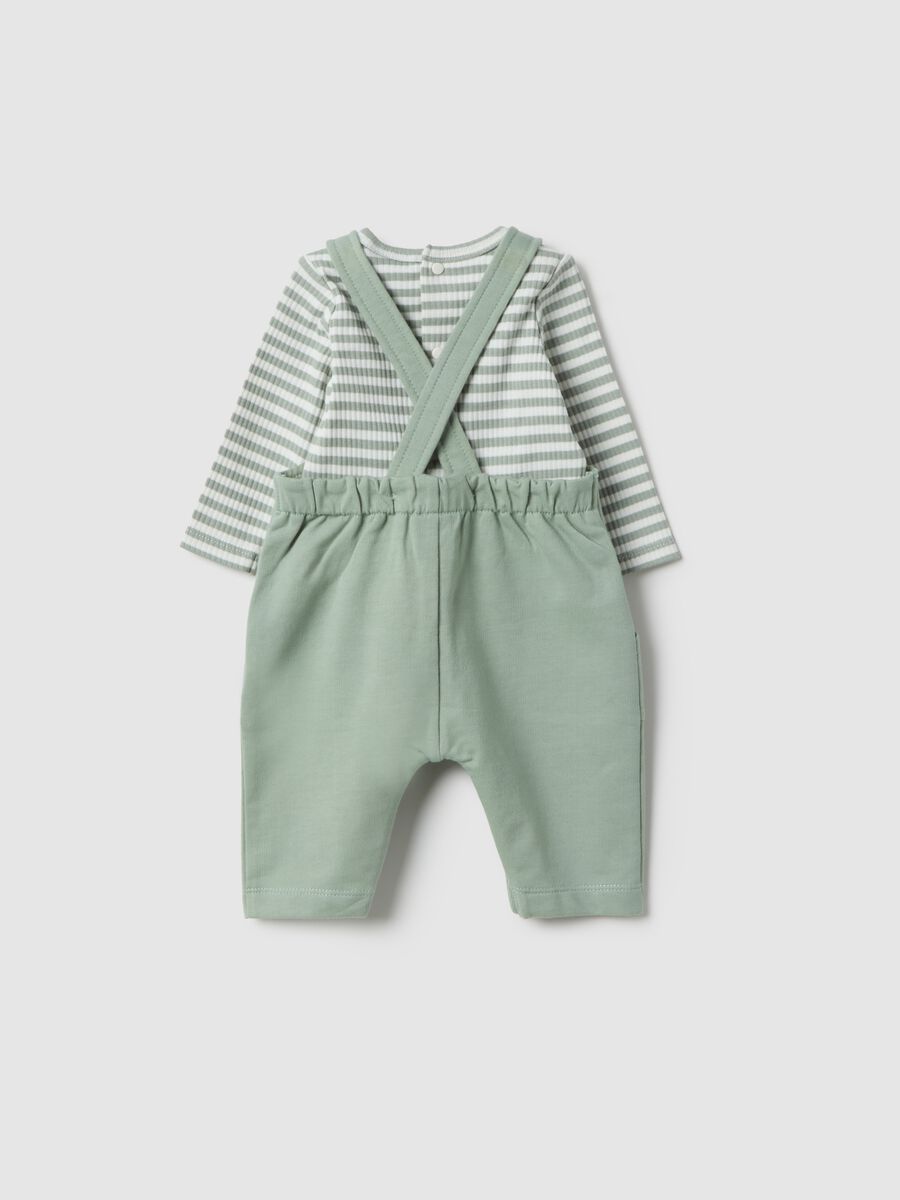 Newborn Multicolour Cotton Blend Shirt and Dungaree Set with Pockets_1