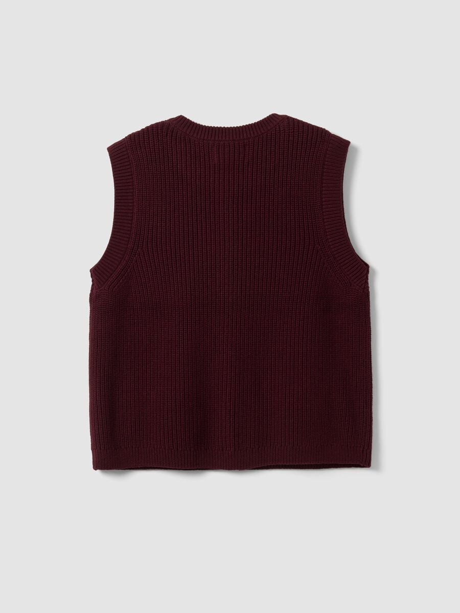 Red pure cotton regular-fit knitted gilet_6
