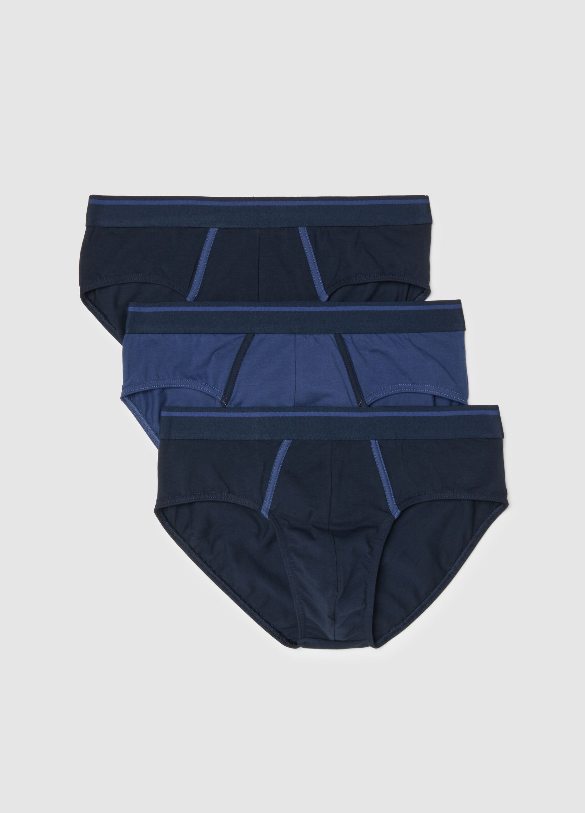 Tripack of blue stretch cotton briefs regular fit