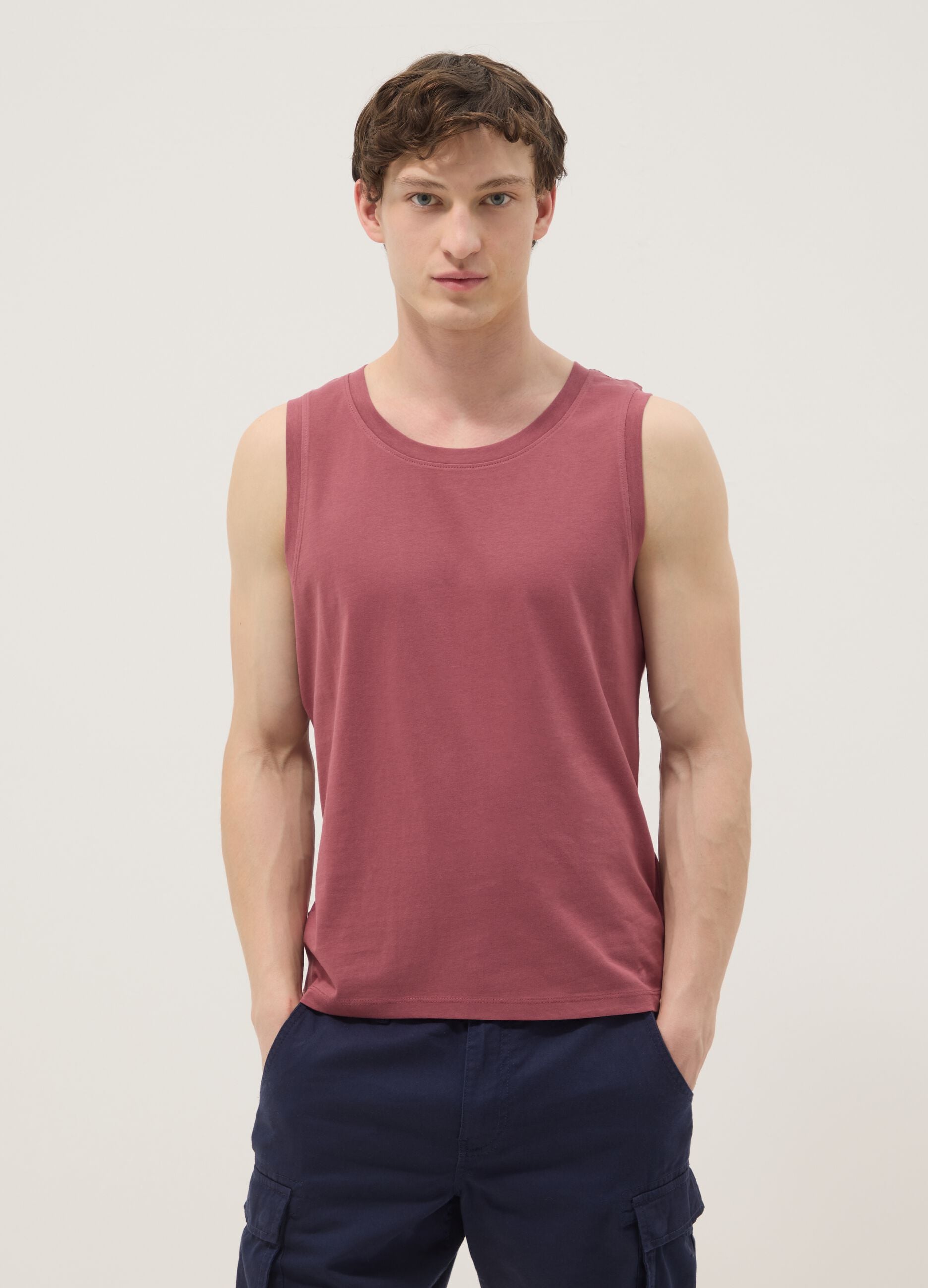Pink pure cotton vest top