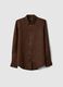 Brown pure linen regular fit shirt_4