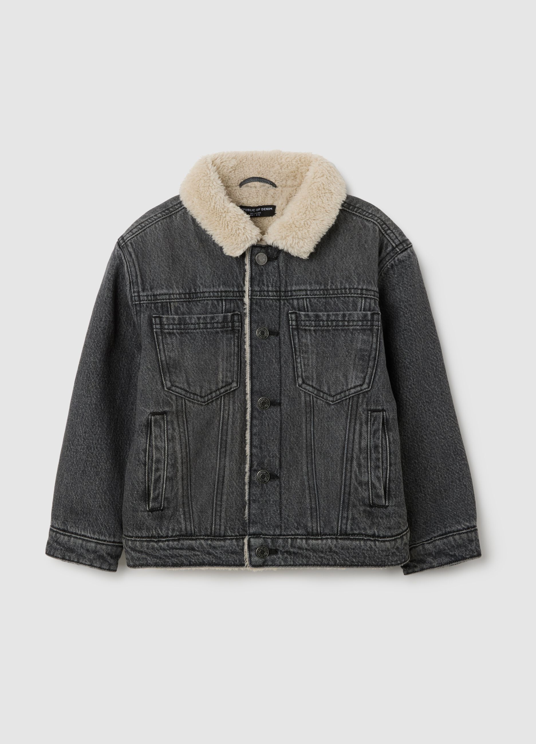 Grey children's denim jacket with buttons