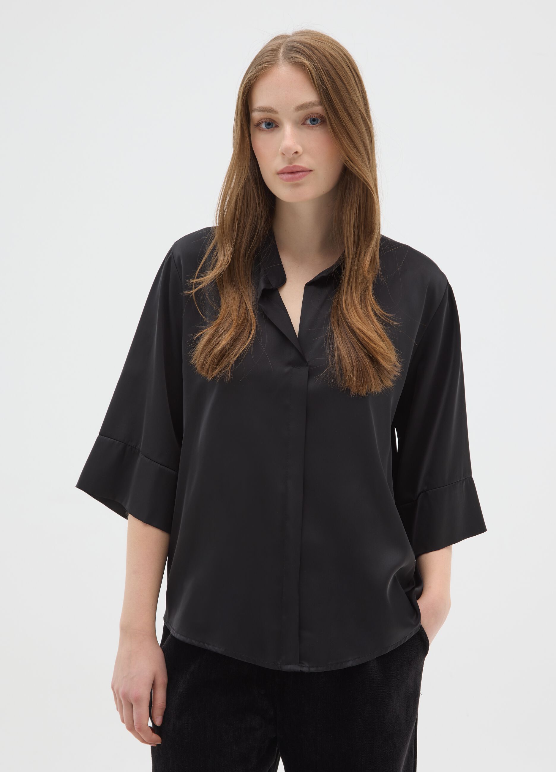 Black regular fit blouse