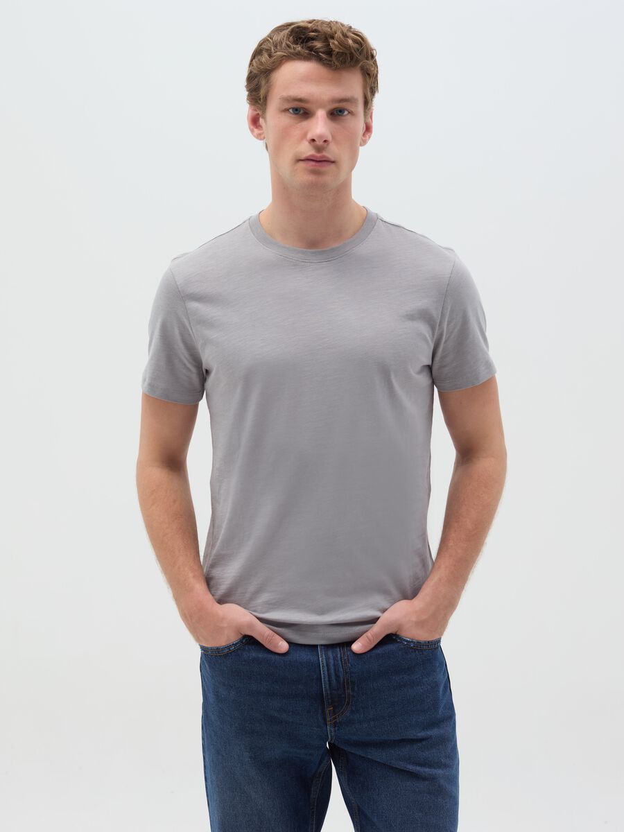 T-shirt in slub cotton with round neck_0