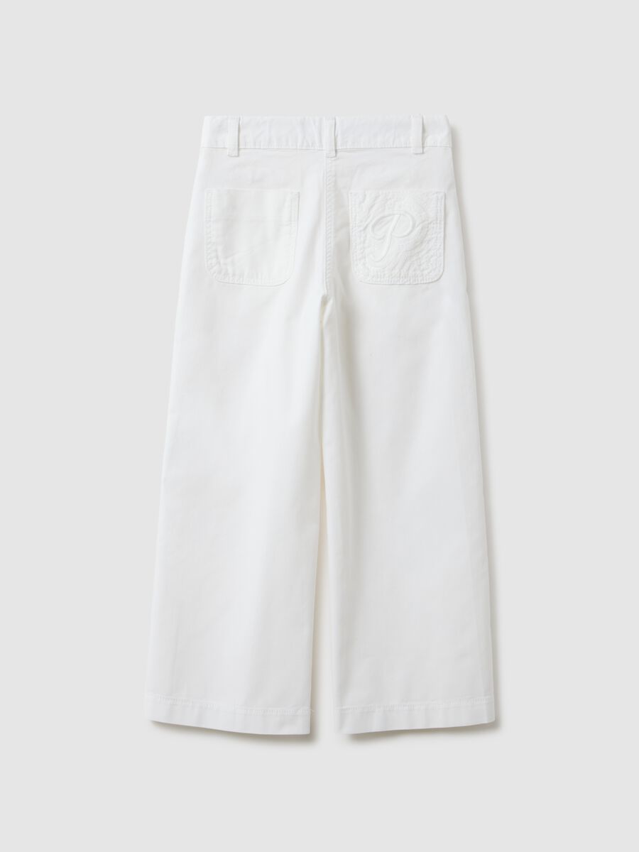 Girls' white straight cotton and Lyocell trousers - regular fit_4