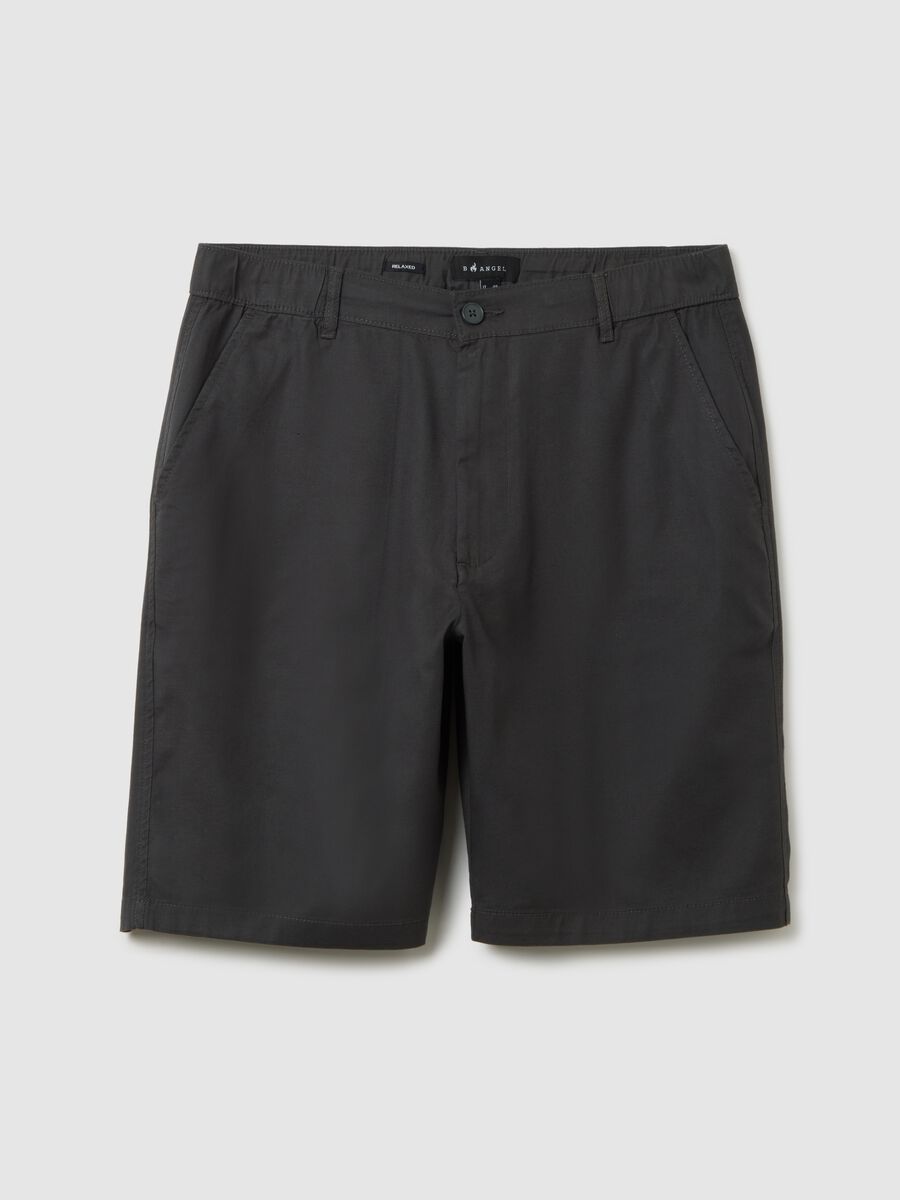 Men’s black cotton-blend relaxed fit shorts_0
