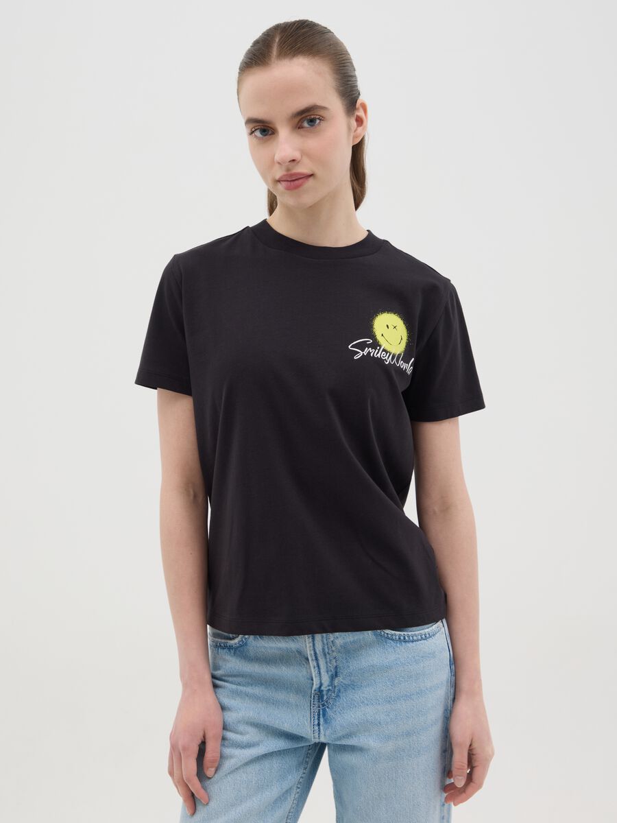 Black SmileyWorld Cotton T-Shirt_0