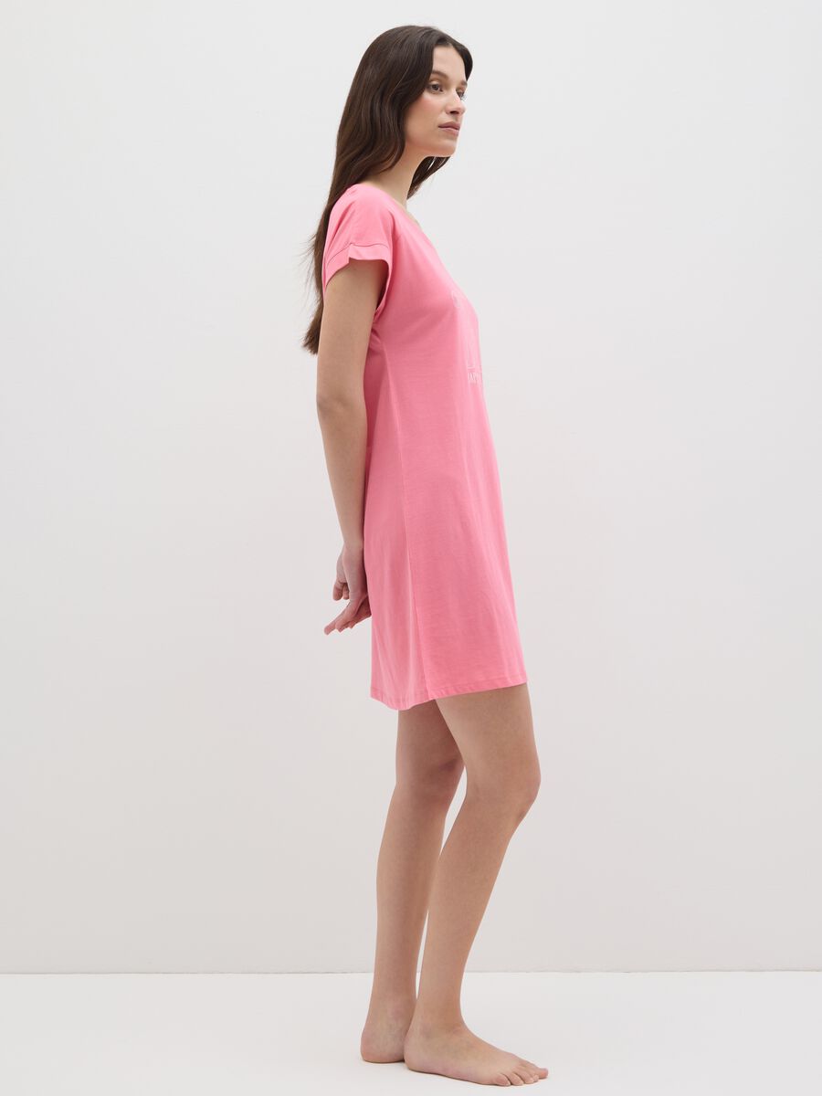 Women's pink pure cotton dress with cocktail print_1