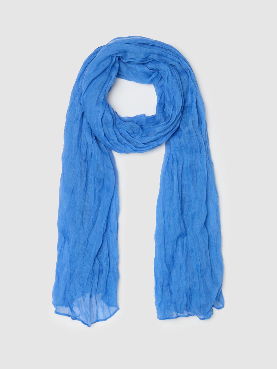 Solid colour crinkle-effect scarf_0