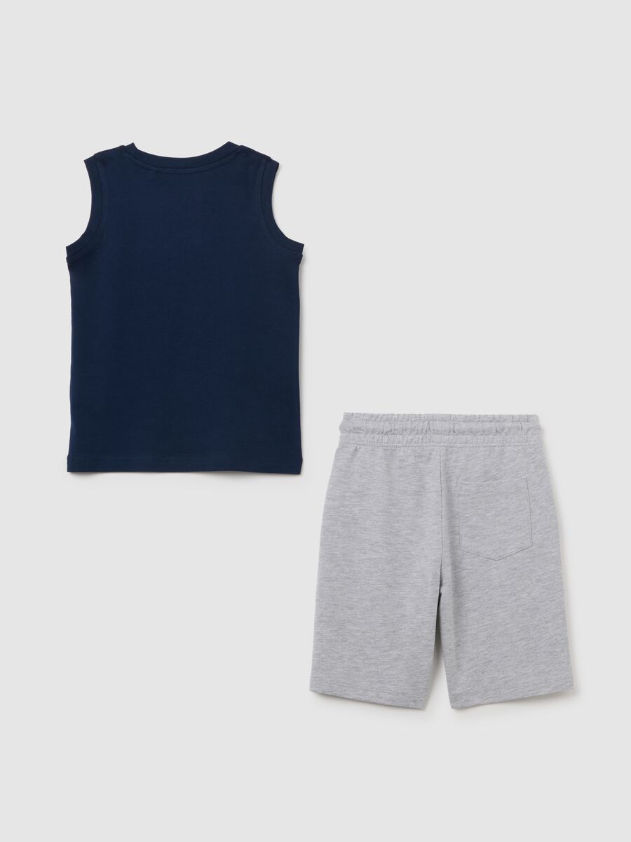 Children's summer outfit in pure grey and blue cotton, regular fit_1