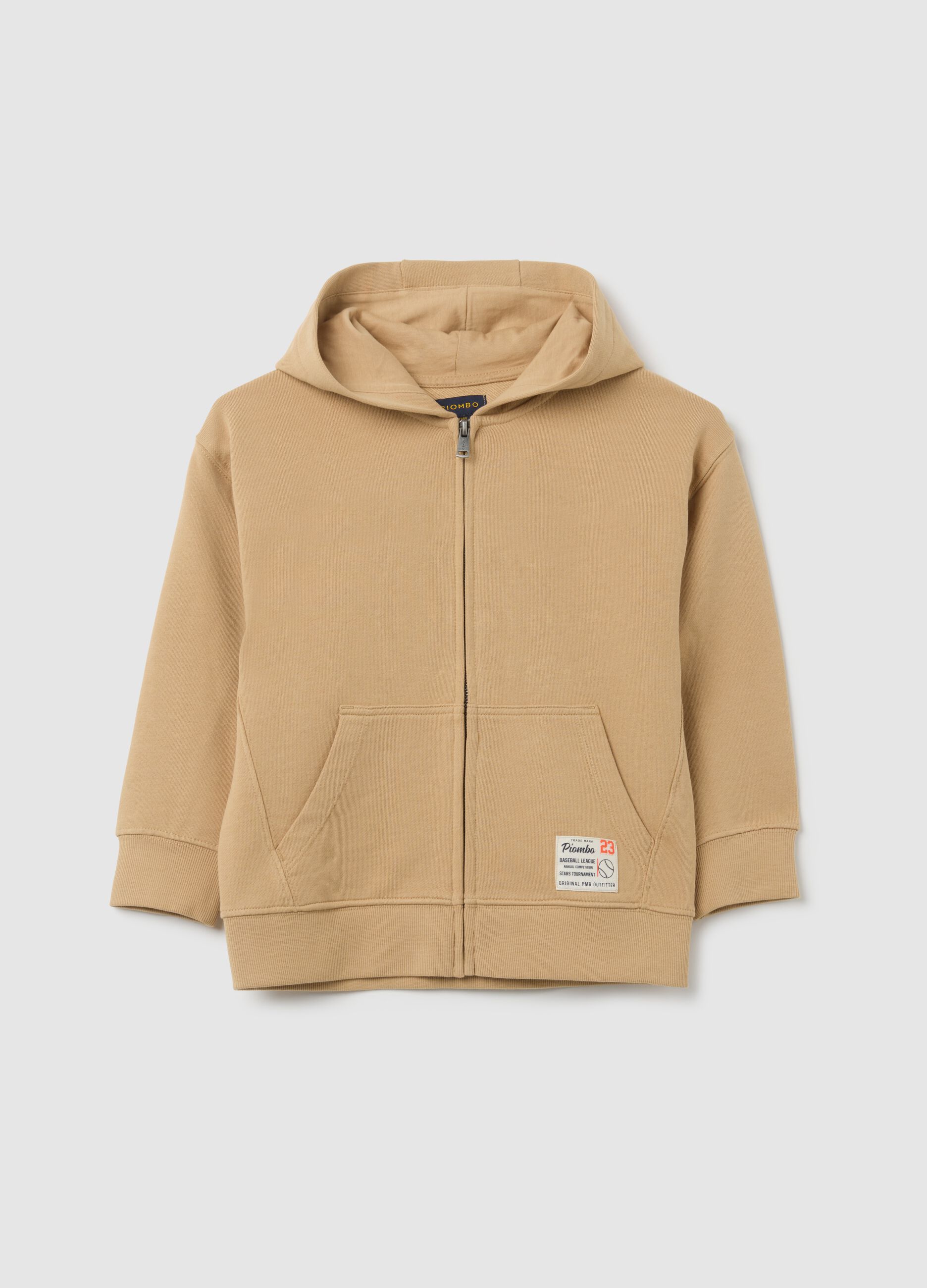 Felpa da bambino in puro cotone beige regular fit