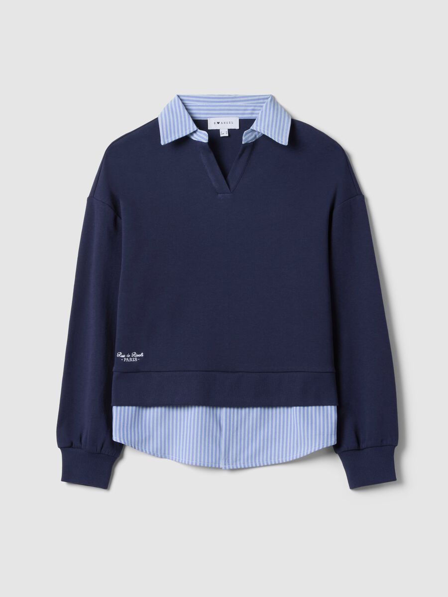 Blue cotton-blend regular fit jumper_4