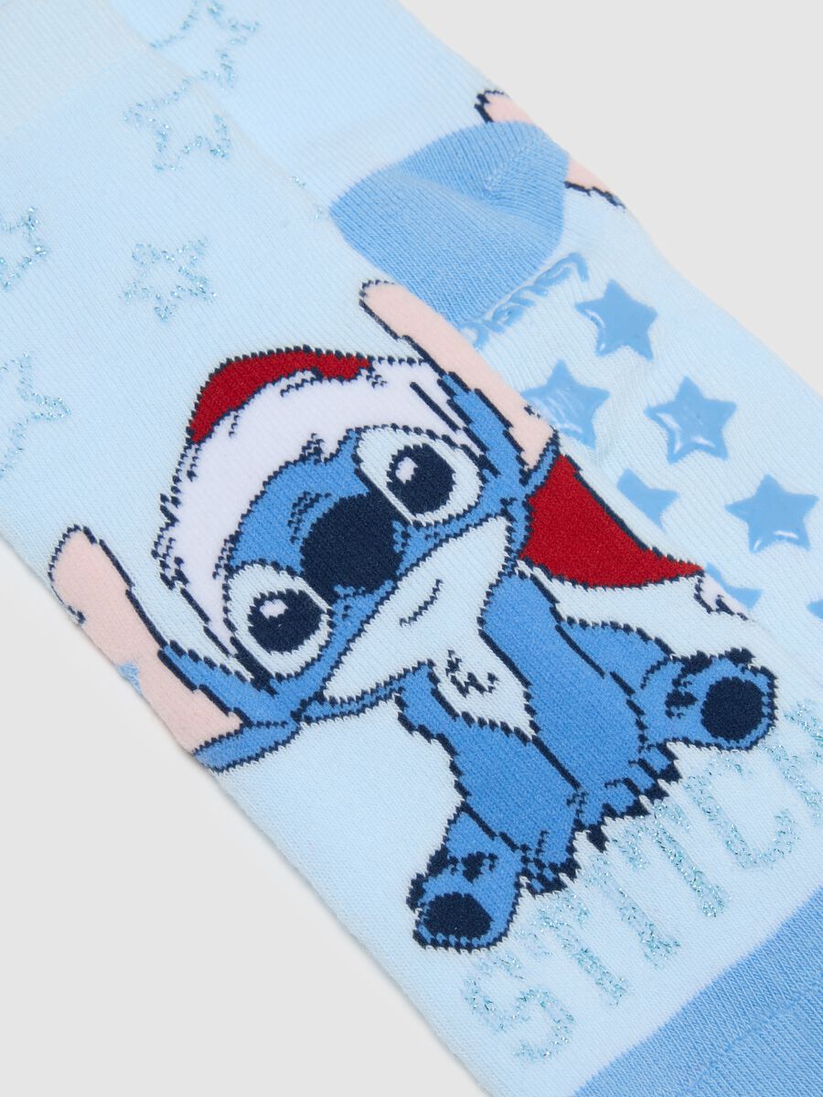 Calze antiscivolo da bambina in misto cotone azzurre con fantasia Disney_2