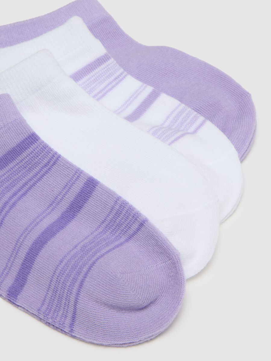 Girls' multicoloured cotton blend socks, elasticated white and purple_2