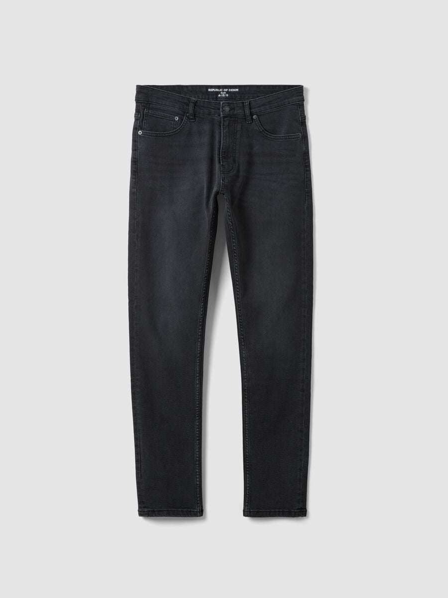 Jeans denim neri in cotone elasticizzato slim fit_0