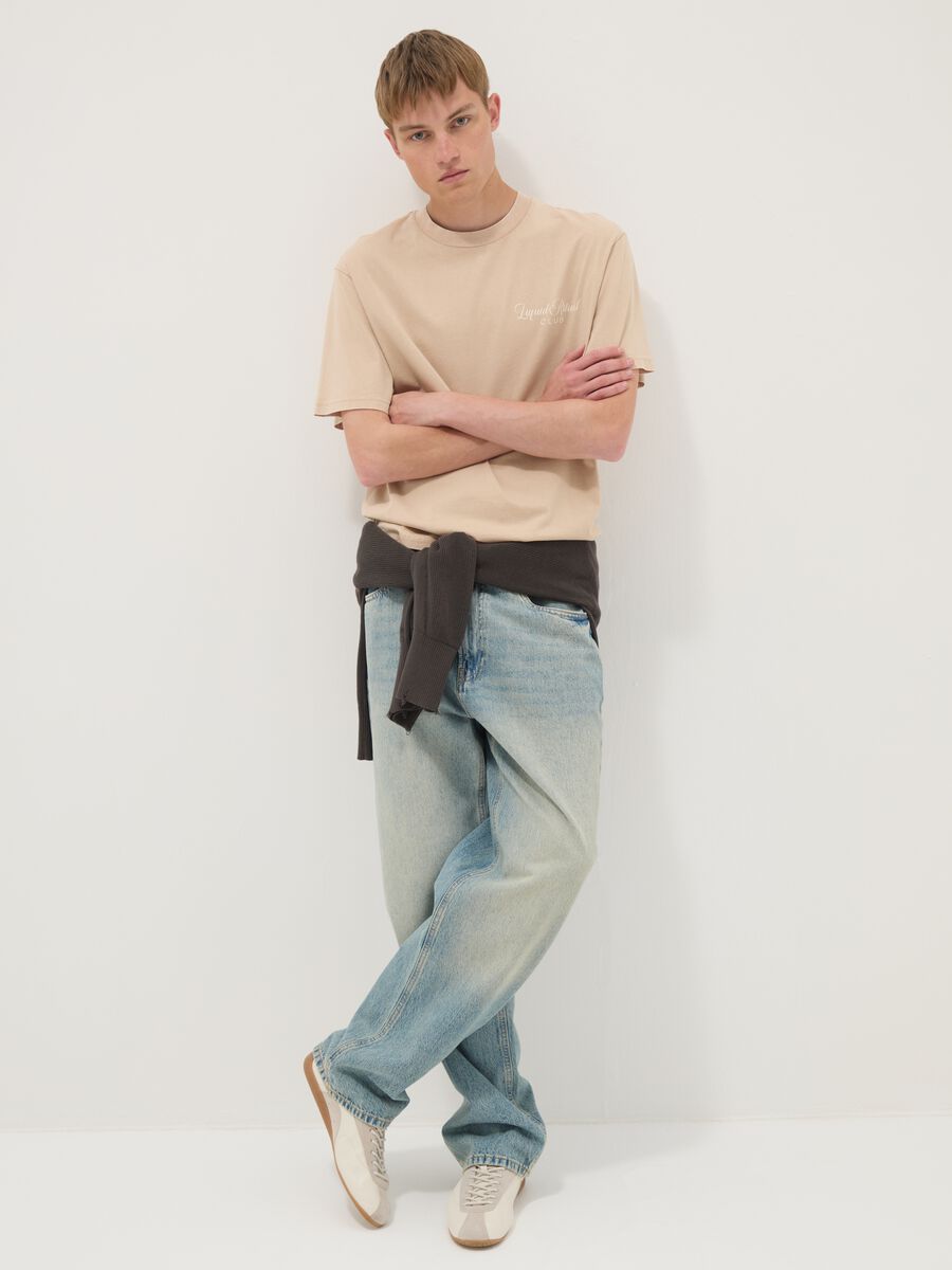 Beige short-sleeve pure cotton T-shirt_3